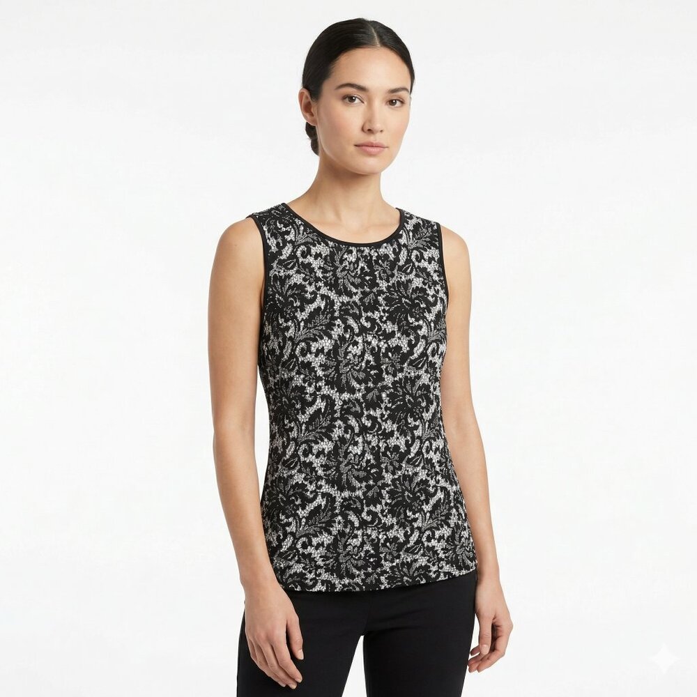 *Laura Petites Black and White Floral Tank